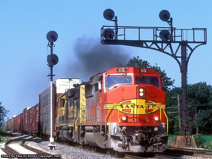 ATSF Images/Midwest/ATSF 115 at Lomax, IL in July 1999
